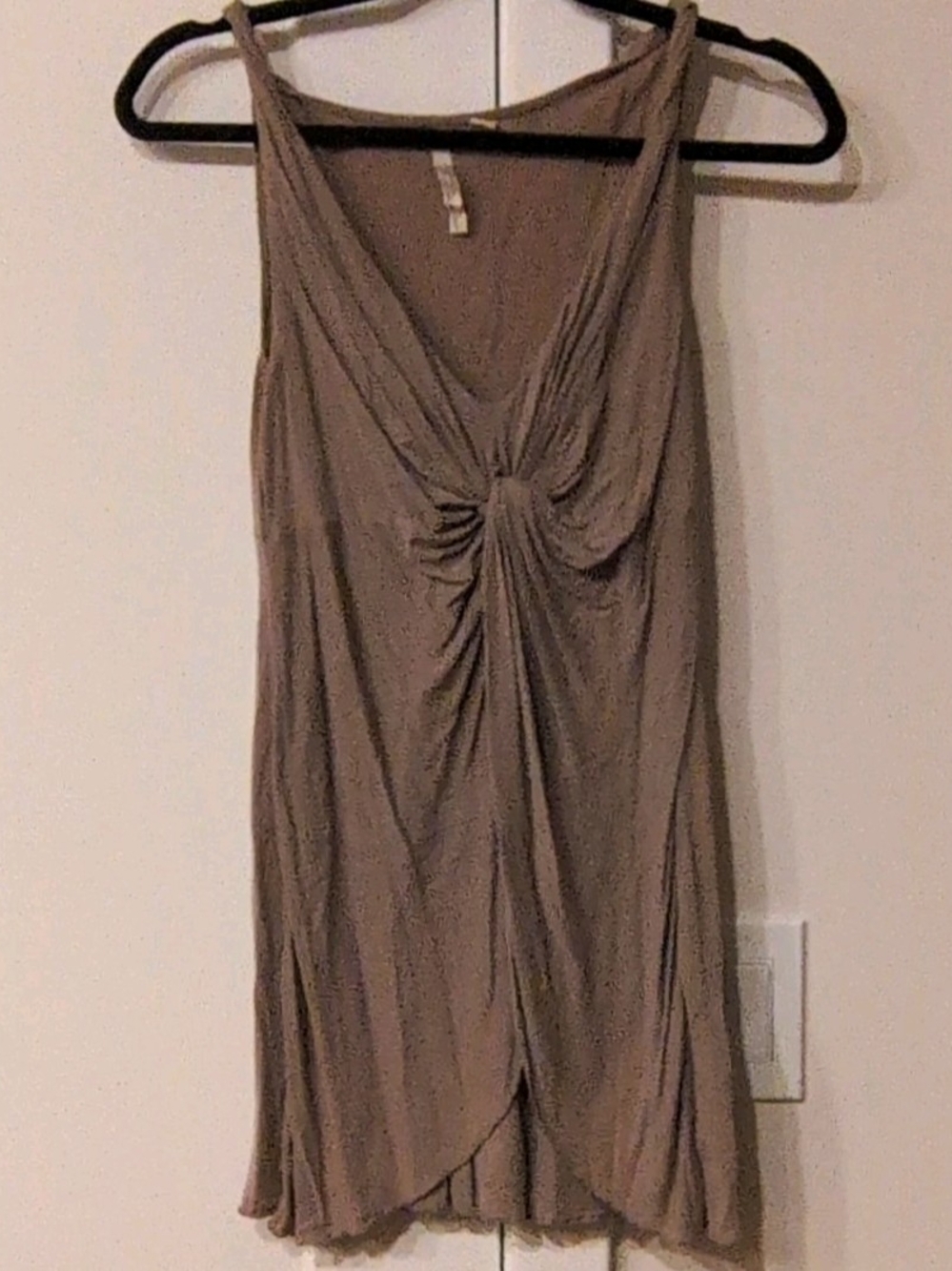 Street Level Taupe Knot-Front Mini Dress